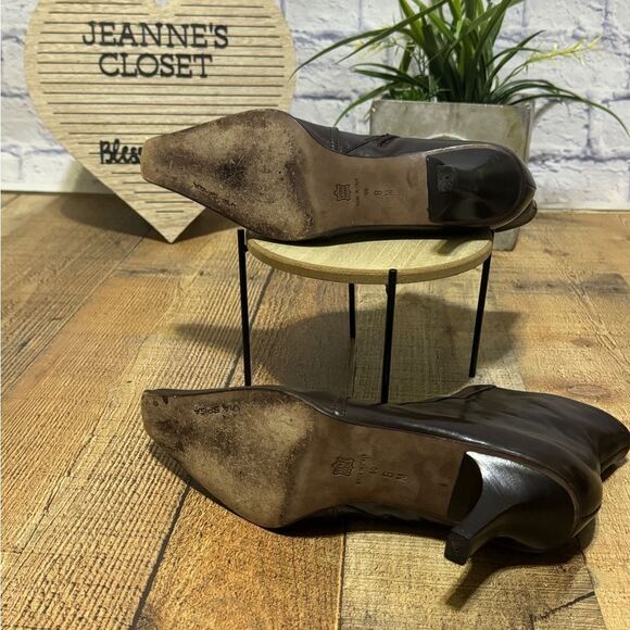 Via Spiga Leather Boots Size 8M square toe kitten heel - Picture 5 of 10